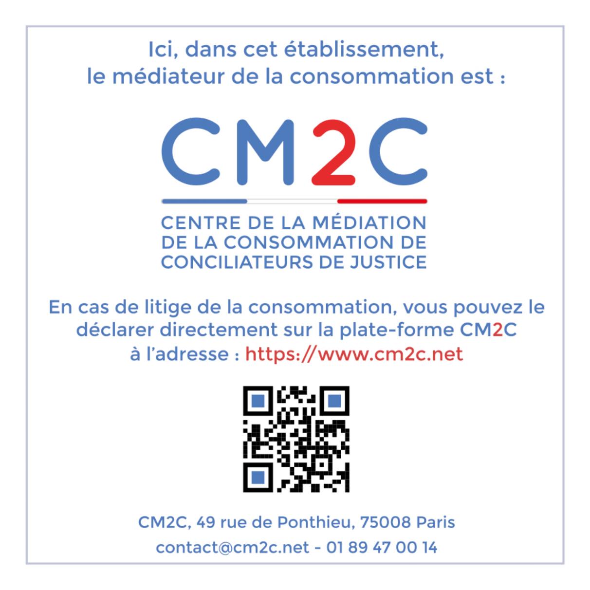 Vitrophanie CM2C — Information du consommateur sur la médiation